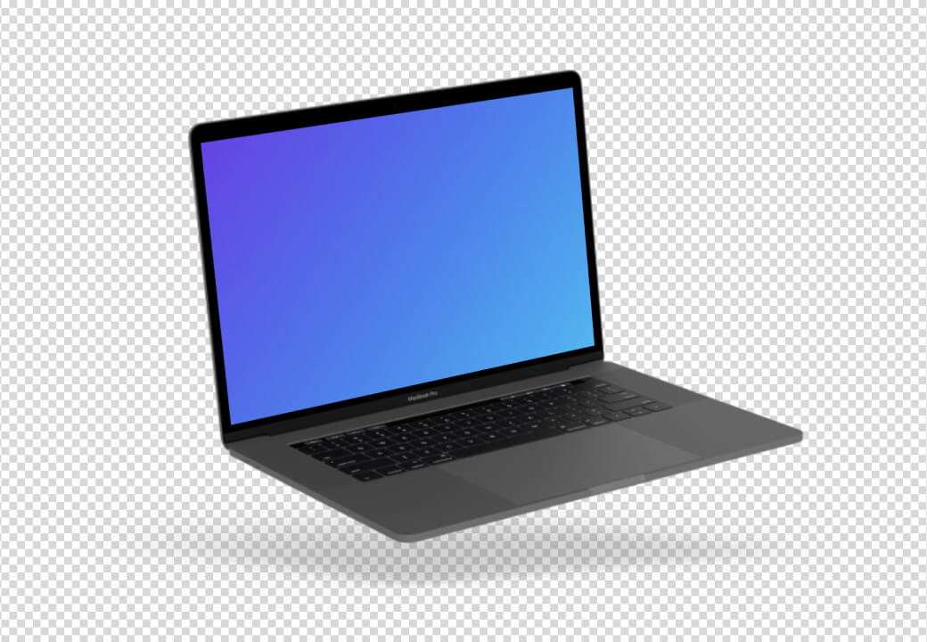 Macbook Pro transparente mockup flutuando para a esquerda