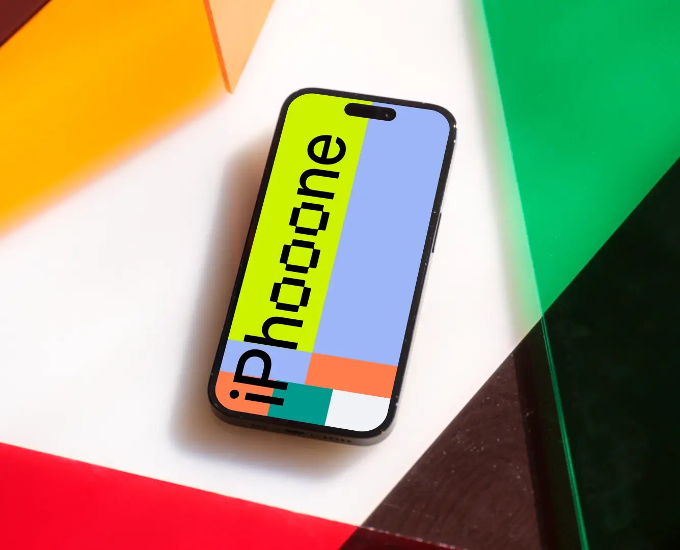 iPhone 16 Mockup with colorful background