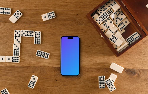 iPhone mockup e combinação de dominó