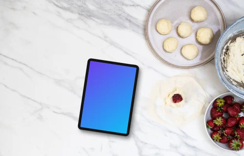 Tablet minimalista mockup na cozinha