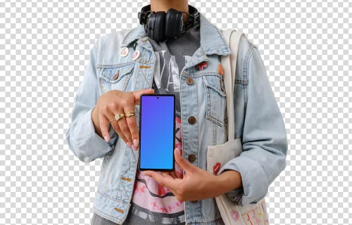 Female music lover and a Google Pixel 6 mockup