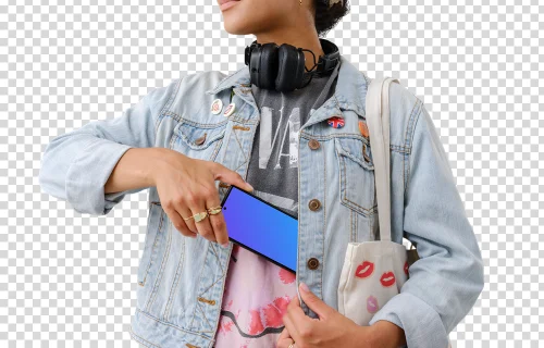 Music lover pulling out the Google Pixel 6 mockup