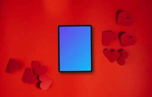 Tablet mockup com o conceito do Dia dos Namorados