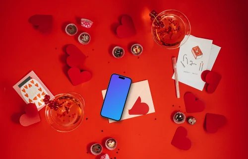 Smartphone em estilo romântico mockup