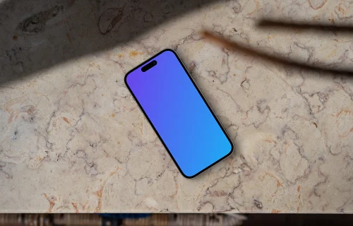 Smartphone mockup on a marble table