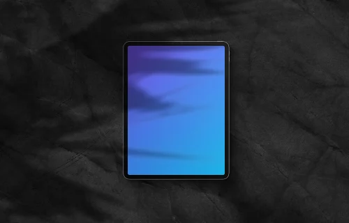 iPad Pro mockup sobre fundo escuro (Retrato - Sombra 2)
