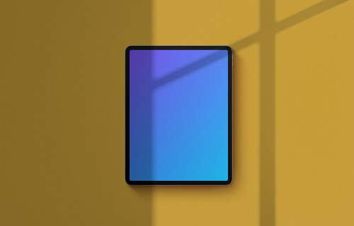 iPad Pro mockup em fundo amarelo (Retrato - Sombra 1)