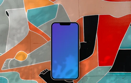 Phone mockup on shape background