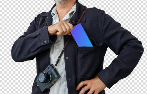 Male photographer with a Google Pixel mockup