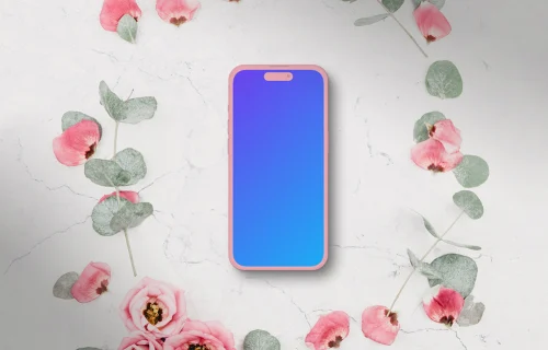 Smartphone de argila rosa mockup rodeado de flores